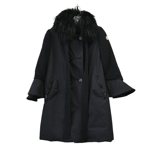 Moncler Jackets & Blazers - Moncler Bell Sleeve Coat Black Size Medium Fur Coat Longline Wool Sleeve